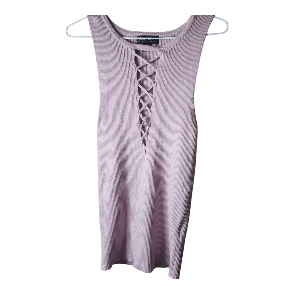 Forever 21 Pink / Purple  Lace-Up Knit Ribbed Tank Top Size 0X NWOT